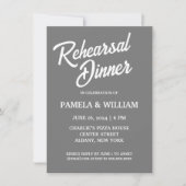 ダークグレイシンプルスタイル結婚ズリハーサルディナー 招待状 (正面)