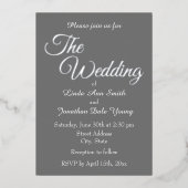 ダークグレイシンプルスタイル結婚ズ 箔招待状 (正面)