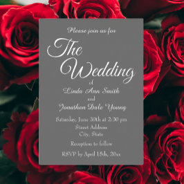 ダークグレイシンプルスタイル結婚ズ 箔招待状