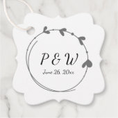 ダークグレイシンプルハートリースモノグラム結婚ズ フェイバータグ (正面)
