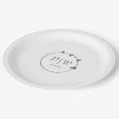 ダークグレイシンプルハートリースモノグラム結婚ズ ペーパープレート (アングル)