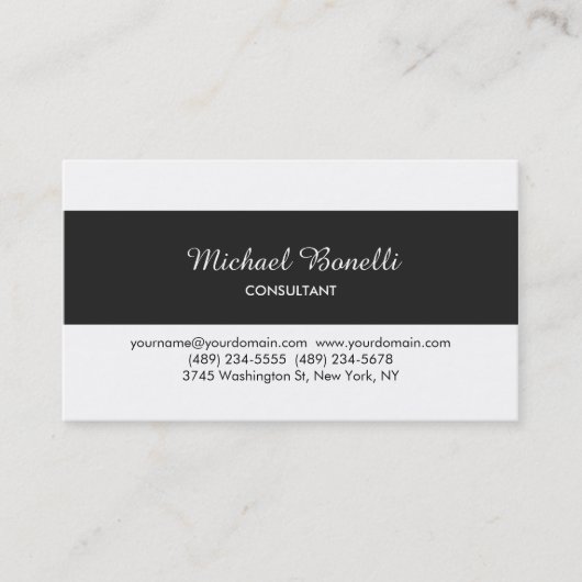 ダークグレイストライプクラシカル白 名刺 (正面)