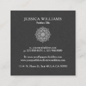 ダークグレイフェイクリネン&ホワイトマンダラ スクエア名刺 (裏面)