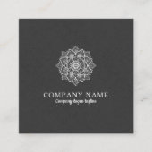 ダークグレイフェイクリネン&ホワイトマンダラ スクエア名刺 (正面)