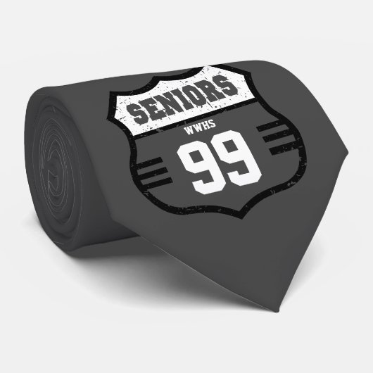 ダークグレイ動揺してシニア道路標識 ネクタイ (ロール)