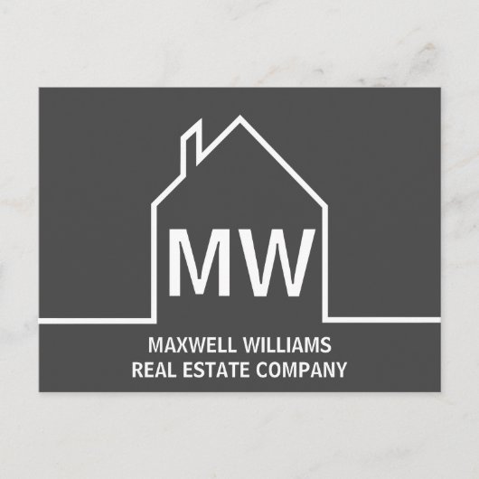 ダークグレイ実在エステートカンパニーモノグラム不動産仲介業者 ポストカード (正面)
