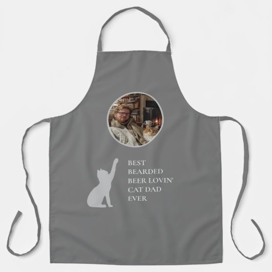 ダークグレイ最高のかわいい猫パパエバカスタムー写真 エプロン (正面)