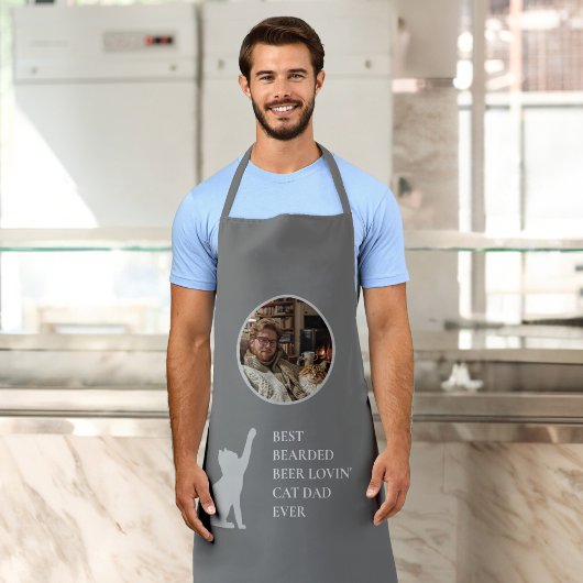 ダークグレイ最高のかわいい猫パパエバカスタムー写真 エプロン