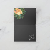 ダークグレイ結婚ピーチモダンフローラ サンキューカード (内部)