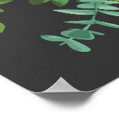 ダークグレイ結婚ピーチモダンフローラ ポスター (角)