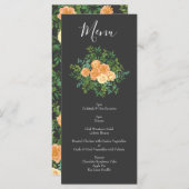 ダークグレイ結婚ピーチモダンフローラ メニュー (正面/裏面)