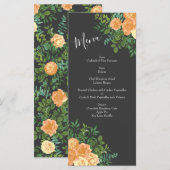 ダークグレイ結婚ピーチモダンフローラ メニュー (正面/裏面)