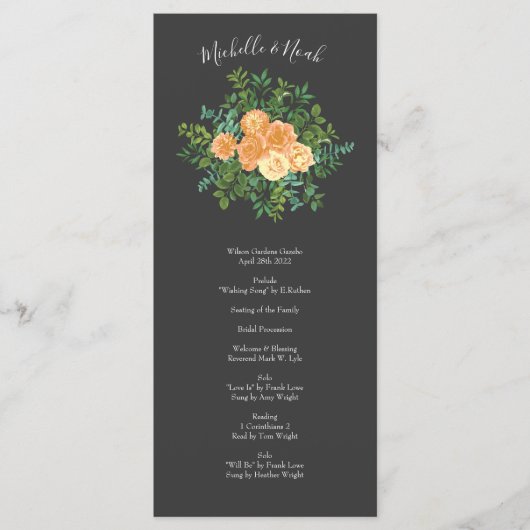 ダークグレイ結婚ピーチモダンフローラ メニュー (正面)