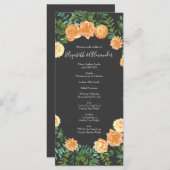 ダークグレイ結婚ピーチモダンフローラ メニュー (正面/裏面)