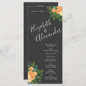 ダークグレイ結婚ピーチモダンフローラ メニュー (正面/裏面)