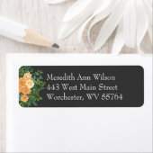 ダークグレイ結婚ピーチモダンフローラ ラベル (インサイチュ)