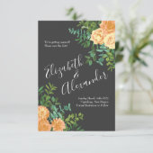 ダークグレイ結婚ピーチモダンフローラ 招待状 (スタンド正面)