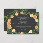 ダークグレイ結婚ピーチモダンフローラ 招待状 (正面/裏面)