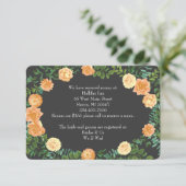 ダークグレイ結婚ピーチモダンフローラ 招待状 (スタンド正面)