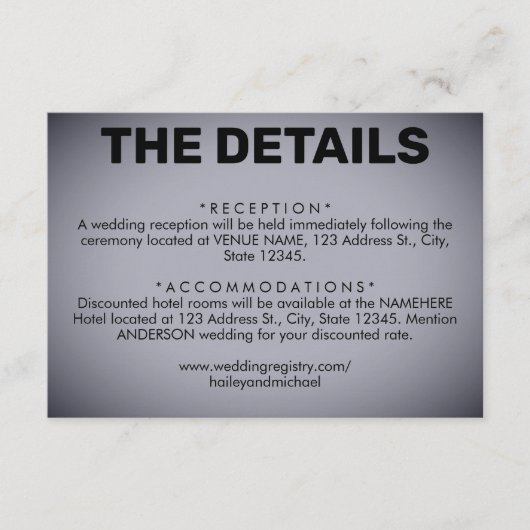 ダークグレイ結婚ヴィネット詳細 エンクロージャーカード (正面)