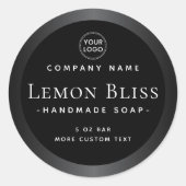 ダークグレイ縁どサテンブラックラウンド製品ラベル ラウンドシール (正面)