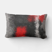 ダークグレイ赤と白抽象芸術腰枕 ランバークッション (裏面)