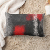 ダークグレイ赤と白抽象芸術腰枕 ランバークッション (ブランケット)