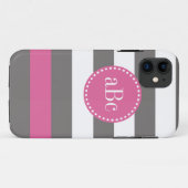 ダークグレーおよびピンクのモノグラムの場合 Case-Mate iPhoneケース (裏面(横))