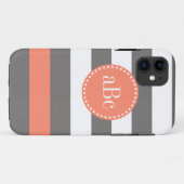 ダークグレーおよび珊瑚のモノグラムの場合 Case-Mate iPhoneケース (裏面(横))