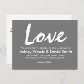 ダークグレーおよび白くモダンな原稿の招待状 インビテーションポストカード (正面/裏面)