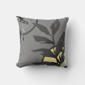 ダークグレーとイエローウォーターの色葉のハミングバード クッション (正面)