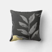 ダークグレーとイエローウォーター葉カラーオストリッチ クッション (裏面)