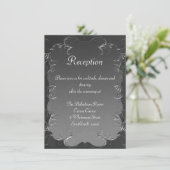 ダークグレーとシルバービンテージウェディング披露宴 エンクロージャーカード (スタンド正面)
