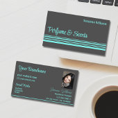 ダークグレーとティール(緑がかった色)ストライプのプロフェッショナル 名刺