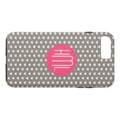 ダークグレーとバイオレット赤いハートパターンモノグラム Case-Mate iPhoneケース (裏面(横))