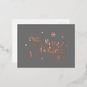 ダークグレーとバラゴールドフォイルメリークリスマス 箔シーズンポストカード (正面/裏面)