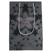 ダークグレーとブラックのハート ミディアムペーパーバッグ (裏面)