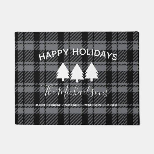 ダークグレーとブラックプライド（モノグラム名） ドアマット (正面)