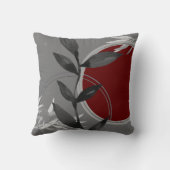 ダークグレーとブルゴーニュ禅の水の色葉の クッション (裏面)