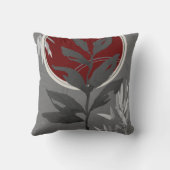 ダークグレーとブルゴーニュ芸術的抽象芸術の水色 クッション (裏面)