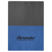 ダークグレーとブルーのレザーフェイク クリップボード (裏面)