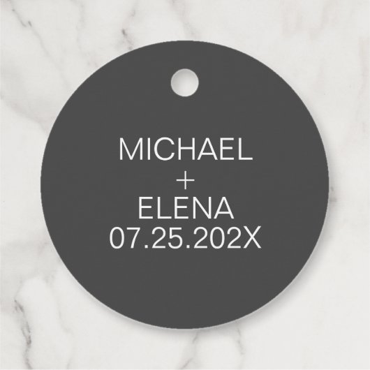 ダークグレーとホワイトのフローラ結婚ズ フェイバータグ (裏面)