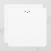 ダークグレーとホワイトのミニマルなスクエア フラット ノート 招待状 (正面/裏面)