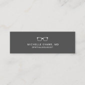 ダークグレーとホワイト眼科医の眼鏡ロゴ スキニー名刺 (正面)