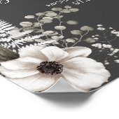 ダークグレーとホワイト結婚フローラのサイン ポスター (角)