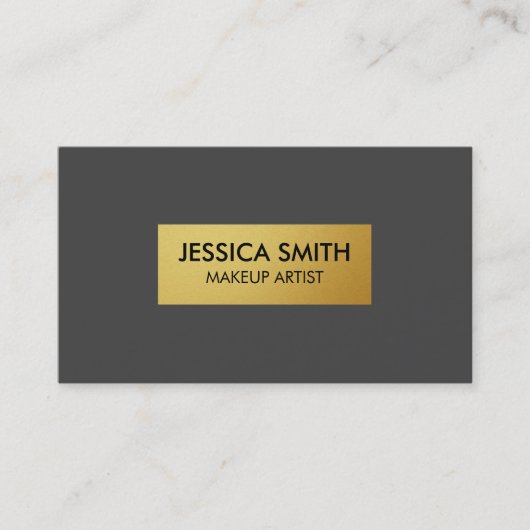 ダークグレーとメタリックフェイク金ゴールド 名刺 (正面)