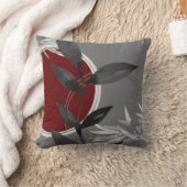 ダークグレーとワイン芸術的抽象芸術水色リーフ クッション (ブランケット)