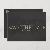 ダークグレーと金ゴールド日付の結婚婚約を保存 ポストカード (正面/裏面)