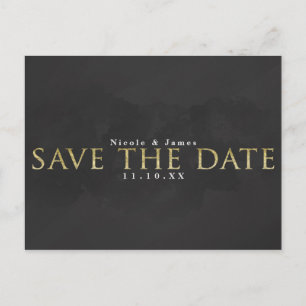 ダークグレーと金ゴールド日付の結婚婚約を保存 ポストカード