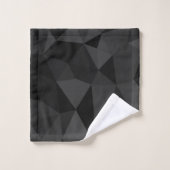 ダークグレーと黒のジオメトリメッシュパターン バスタオルセット (ウォッシュタオル)